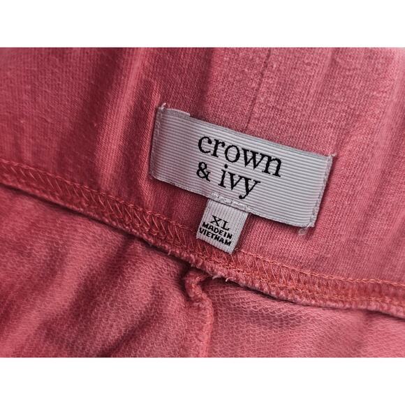 Crown & Ivy  XL pull on terry cloth skort pink green floral active mini modest - Picture 5 of 9